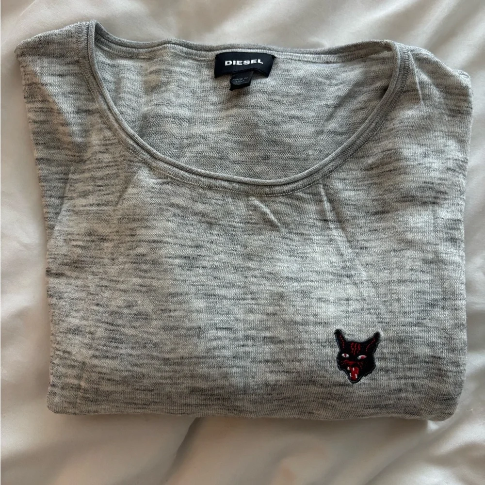 VINTAGE Diesel Long Sleeve Crew Neck with Embroidered Panther - Picture 1 of 5